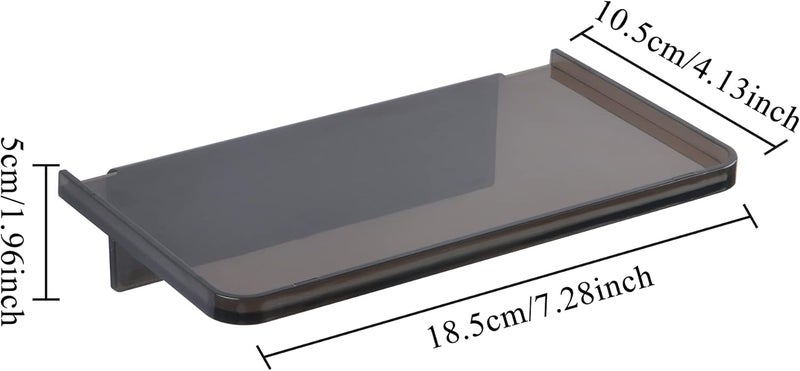 MATIMASU Stick-on Wall Shelf - Small Wall Mounted Adhesive Clear Acrylic Shelf Phone Holder Shelves Wipes Rack for Bathroom,Kitchen,Toilet,Office - Translucent Grey (A Set of Screws Included) - Image 2